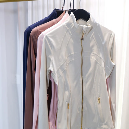 HKK Gold Zipper Jacket Paired with yoga Pants